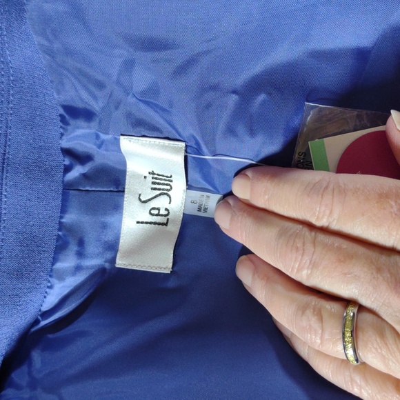 NWT Le Suit Elegant Purple/Merino Blue Blazer & Skirt Suit - Size 8 - Picture 9 of 15